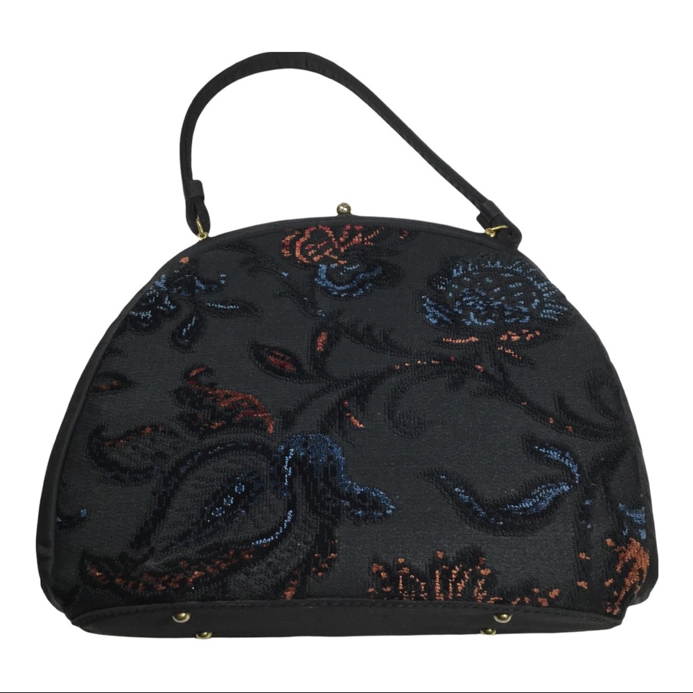 JR Vintage Satin and Velvet Embossed Floral handbag